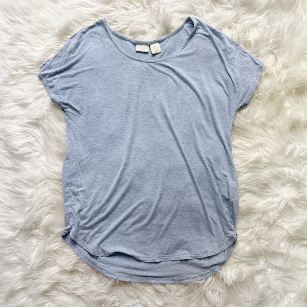 St. Tropez West Heathered Blue Scoop Neck T-Shirt Size Small